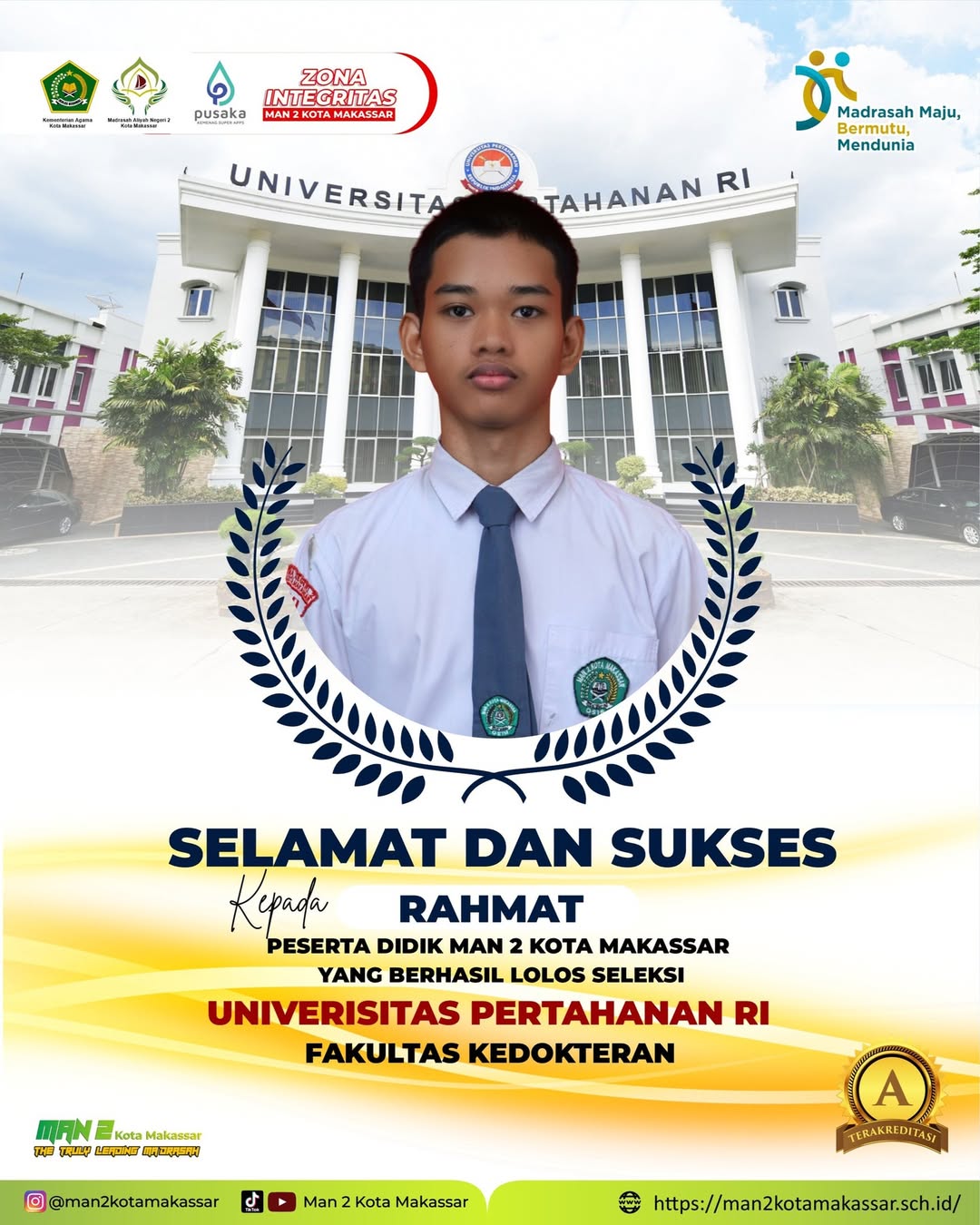 Rahmat, Siswa KBC Lolos Seleksi masuk Unhan RI