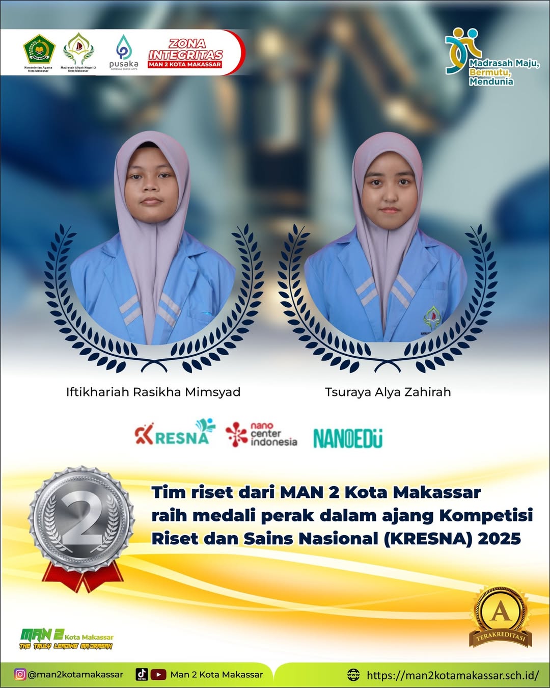 Tim Riset MAN 2 Kota Makassar Raih Perak Pada Ajang Kresna 2025