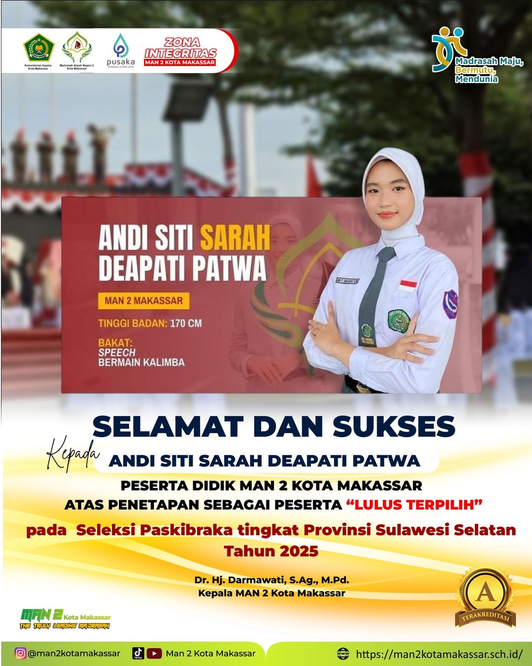 Siswa MAN 2 Kota Makassar Lolos Seleksi Paskibra Tingkat Provinsi Sulsel
