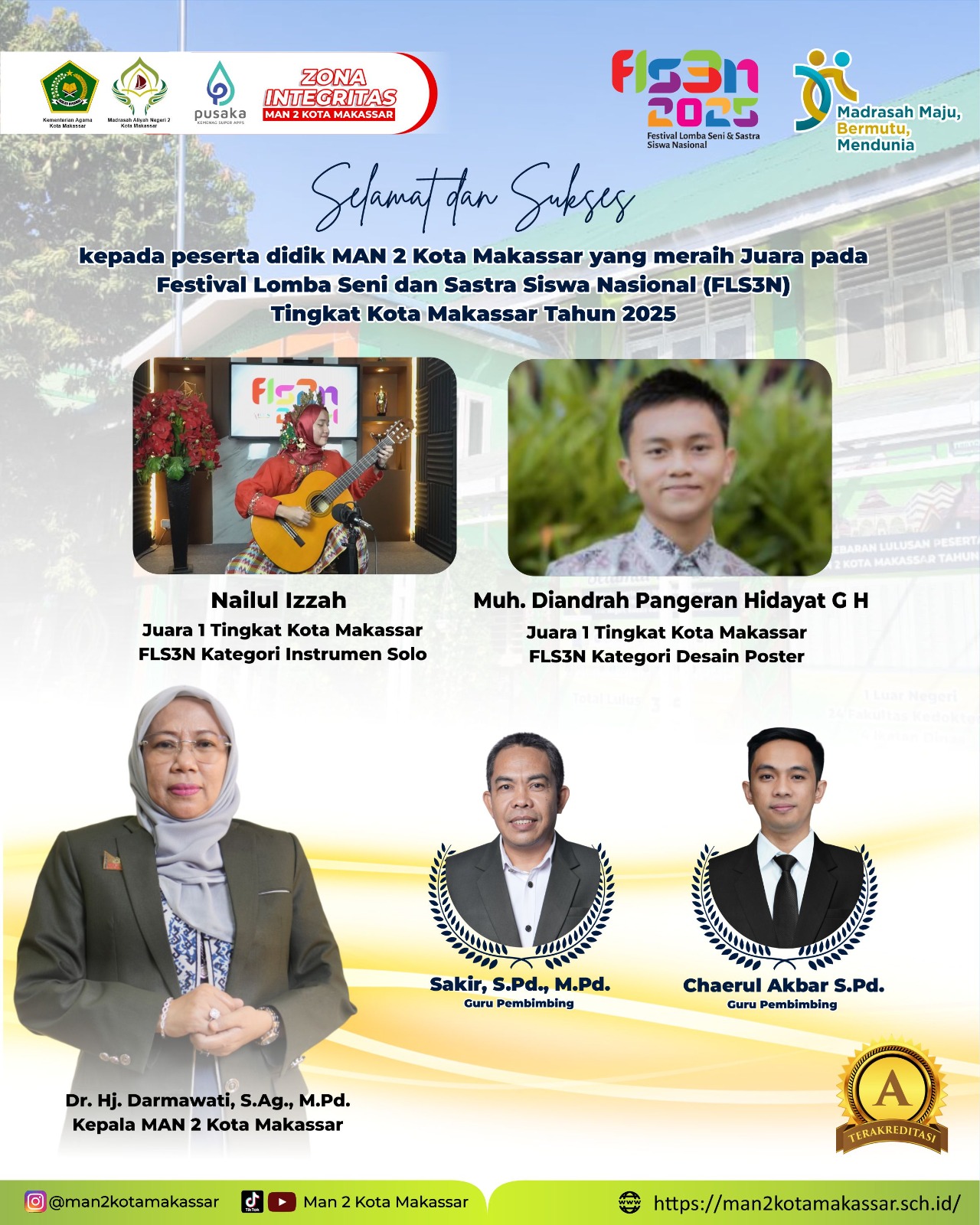 Dua Siswa MAN 2 Kota Makassar Raih Juara 1 FLS3N Tingkat Kota