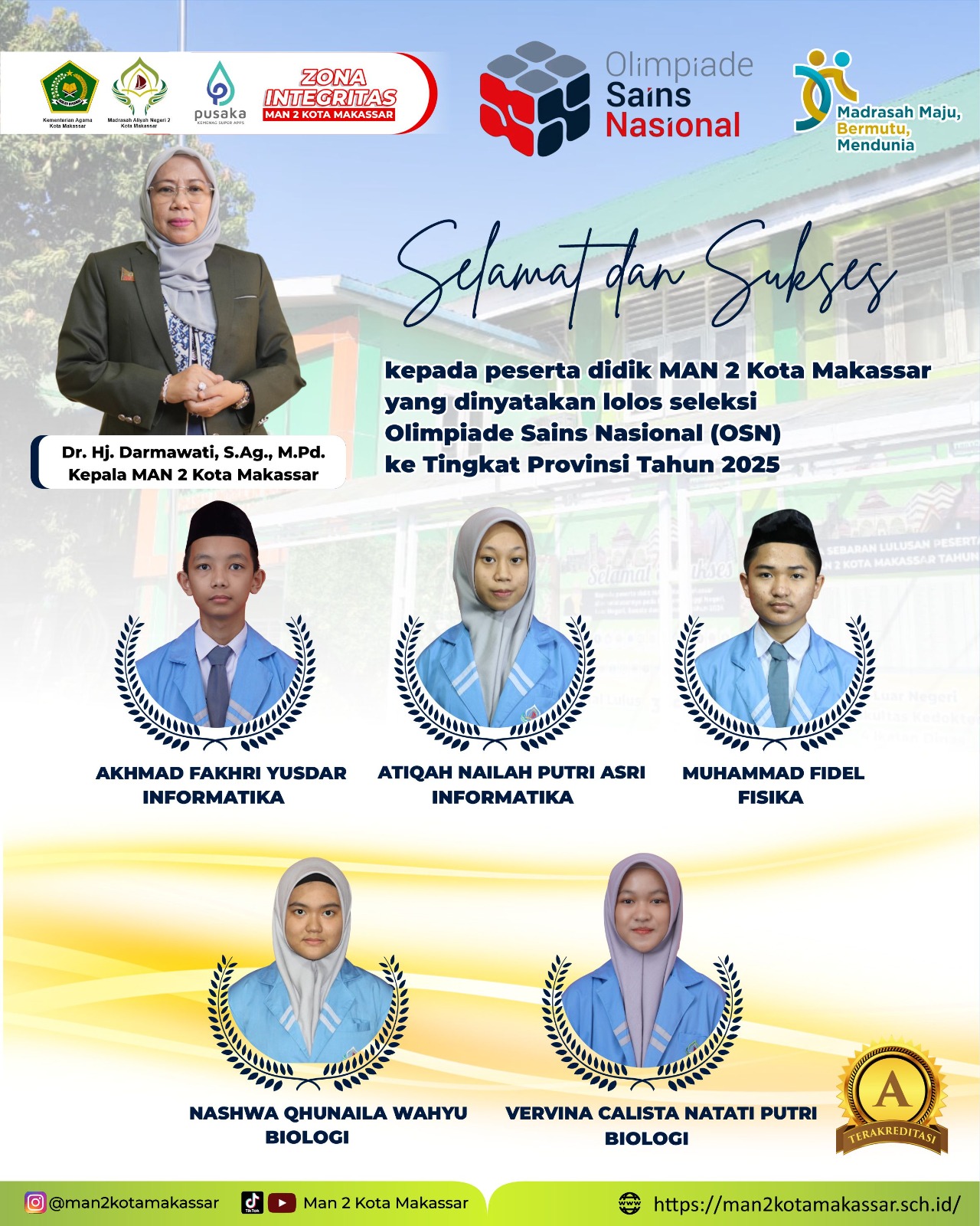 Lima Siswa MAN 2 Kota Makassar Lolos OSN Ke Tingkat Provinsi