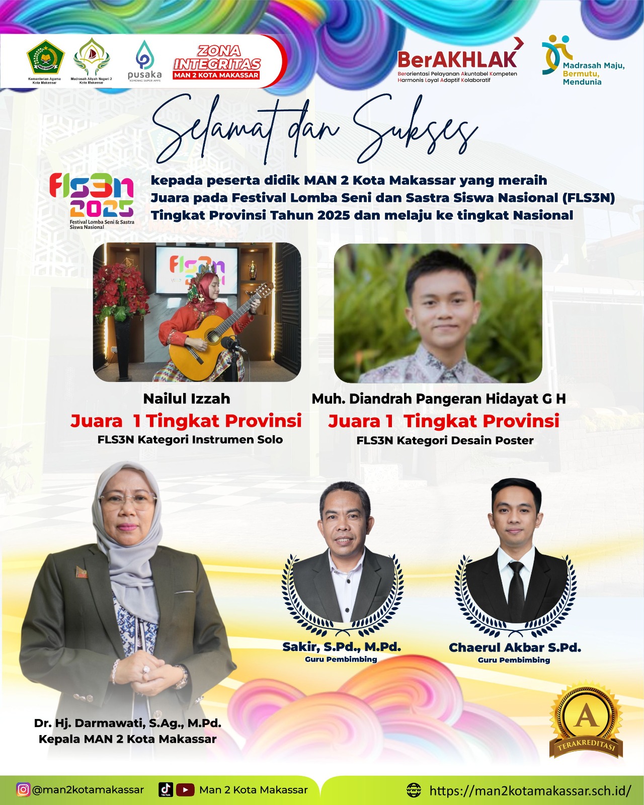 Dua Siswa MAN 2 Kota Makassar Raih Juara 1 pada Ajang FLS2N Tingkat Provinsi