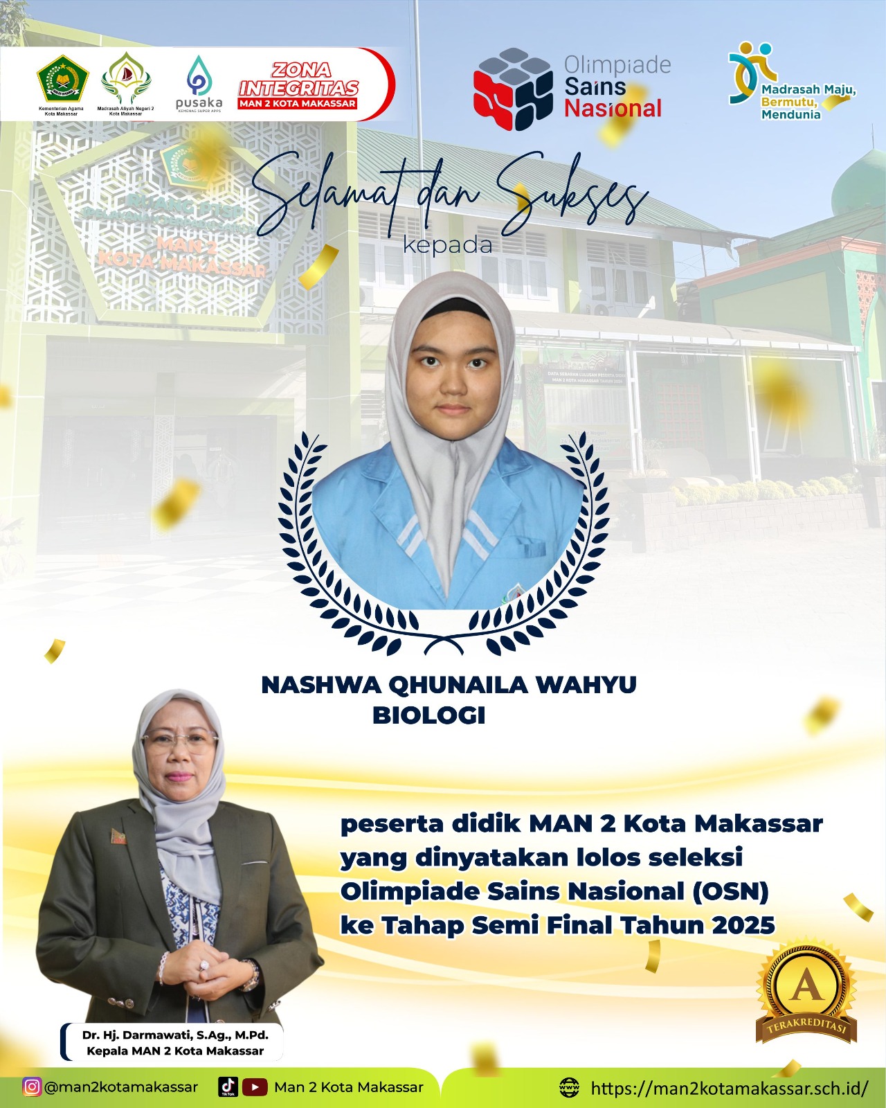 Siswa MAN 2 Kota Makassar Lolos OSN Tingkat Nasional 2025