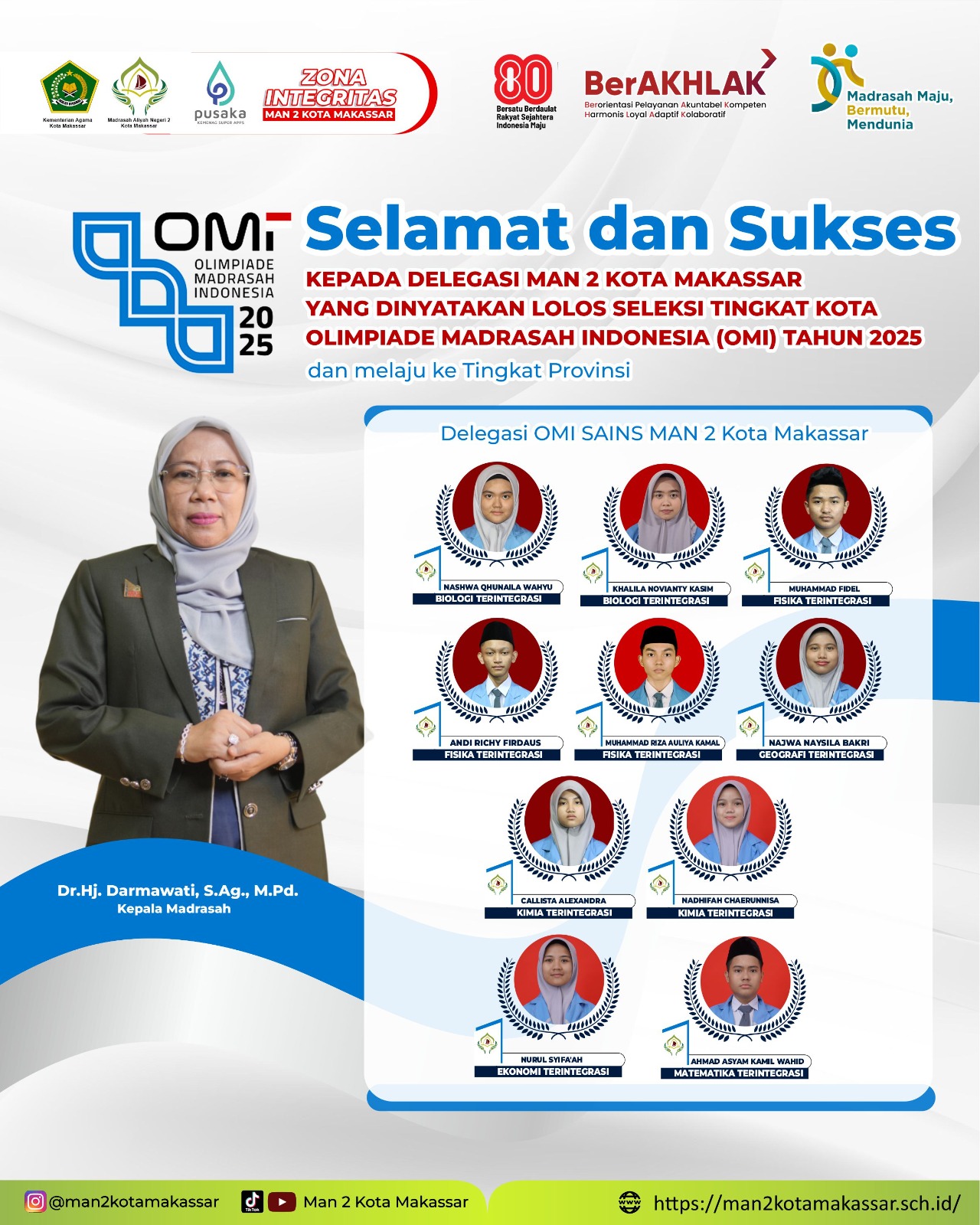 10 Siswa MAN 2 Kota Makassar Lolos ke Olimpiade Madrasah Indonesia Tingkat Provinsi