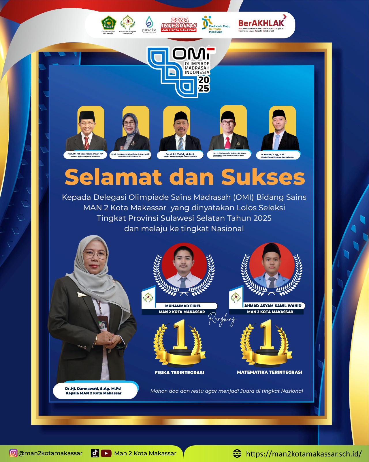 2 Siswa MAN 2 Kota Makassar Berhasil Melaju ke Tingkat Nasional OMI 2025